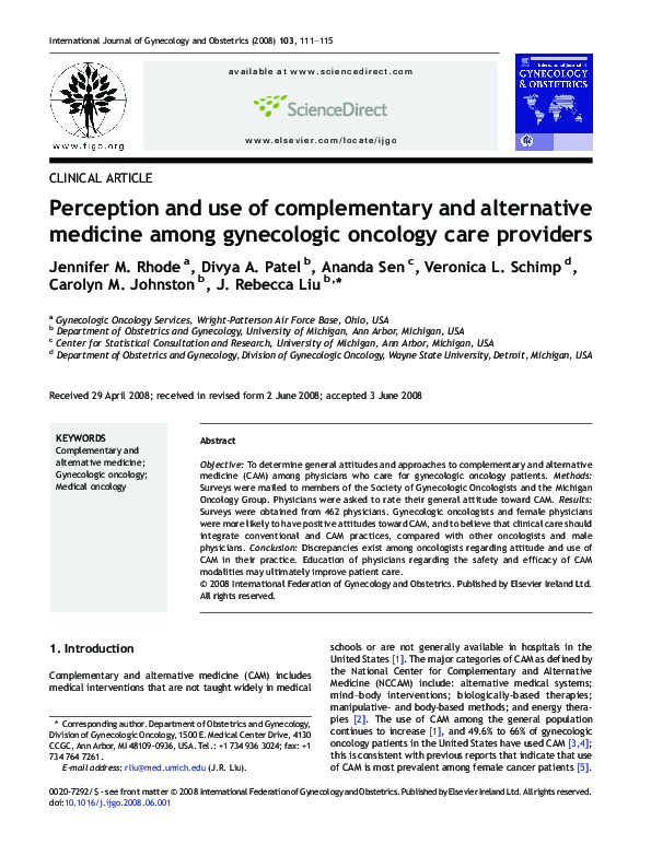 (PDF) Perception and use of complementary and alternative medicine ...