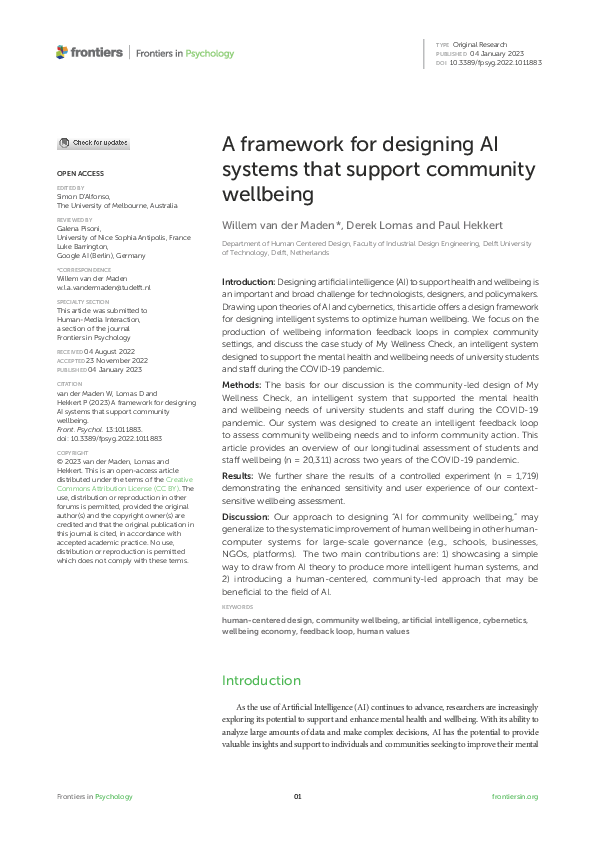 (PDF) A framework for designing AI systems that support community wellbeing