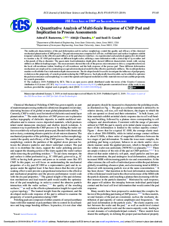 (PDF) A Quantitative Analysis of Multi-Scale Response of CMP Pad and ...