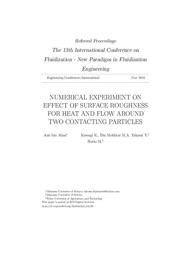 (PDF) Numerical Experiment on Effect of Surface Roughness for Heat and ...