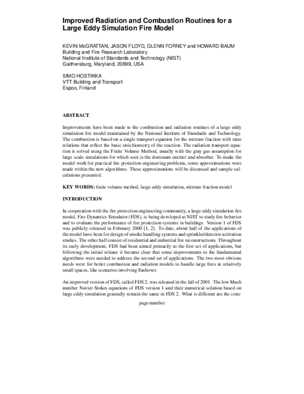 (PDF) Improvements to the NIST Fire Dynamics Simulator | NIST