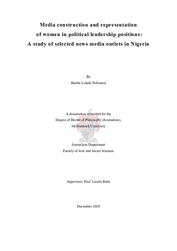 (PDF) Media construction and representation of women in political ...