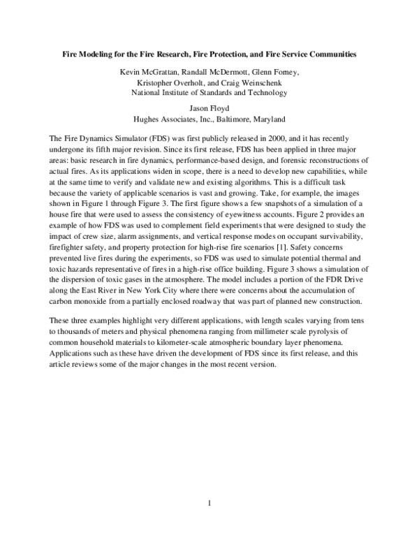 (PDF) Fire Modeling for the Fire Research, Fire Protection, and Fire ...