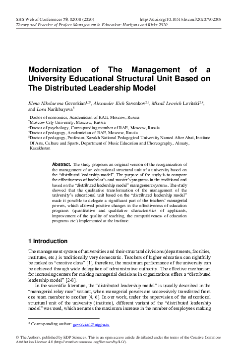(PDF) Modernization of The Management of a University Educational ...