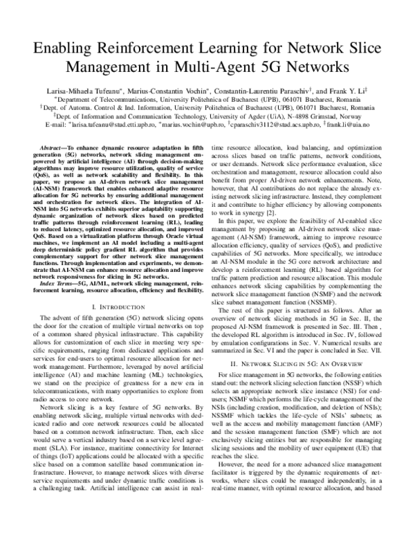 (PDF) Enabling Reinforcement Learning for Network Slice Management in ...