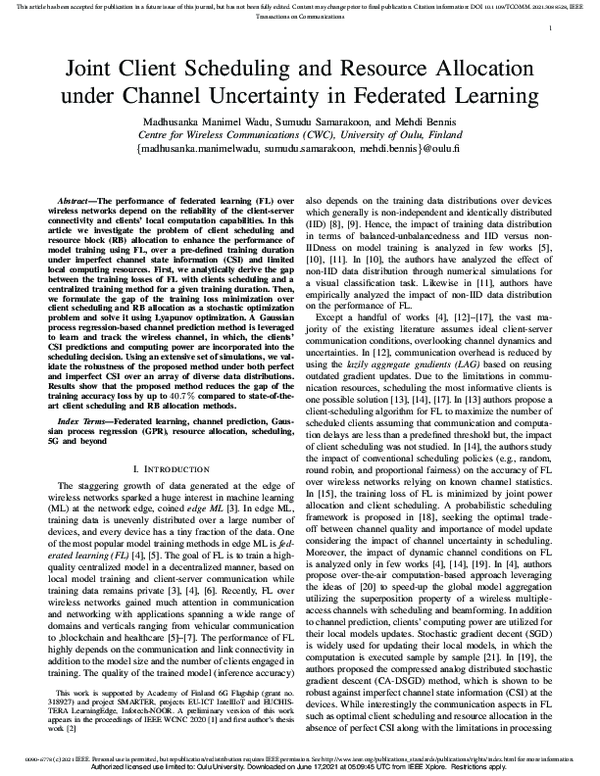(PDF) Joint Client Scheduling and Resource Allocation Under Channel ...