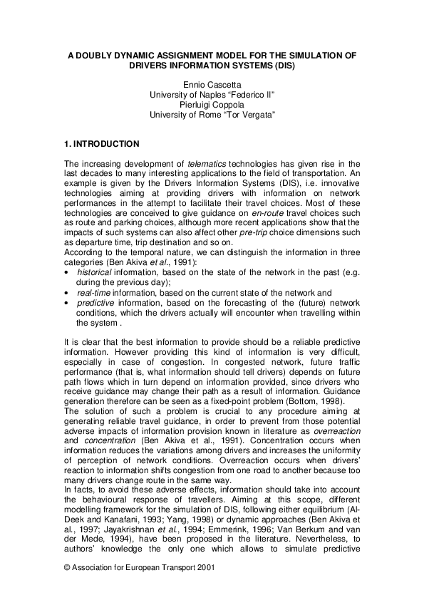 (PDF) A Doubly Dynamic Assignment Model for the Simulation of Drivers ...