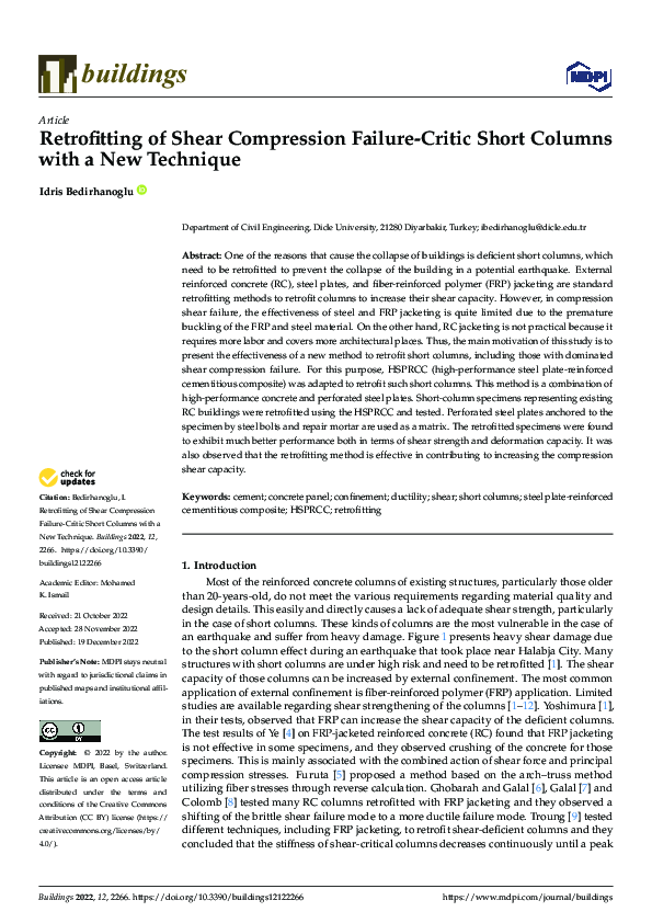 (PDF) Retrofitting of Shear Compression Failure-Critic Short Columns ...