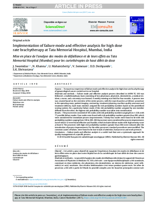 (PDF) Implementation of failure mode and effective analysis for high ...