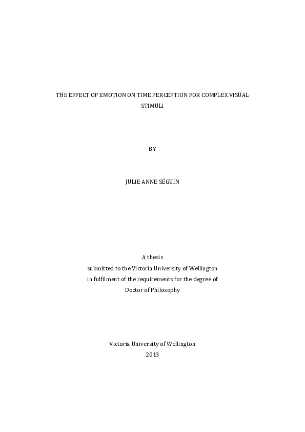 (PDF) The Effect of Emotion on Time Perception for Complex Visual Stimuli