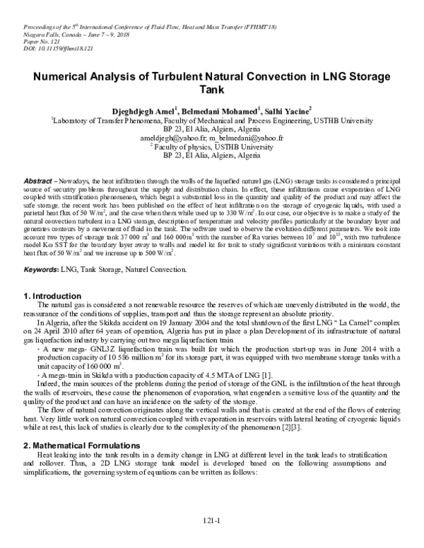 (PDF) Numerical Analysis of Turbulent Natural Convection in LNG Storage