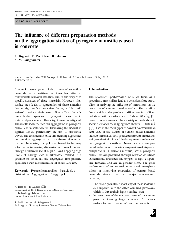 (PDF) The influence of different preparation methods on the aggregation ...