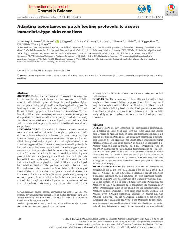 (PDF) Adapting epicutaneous patch testing protocols to assess immediate ...