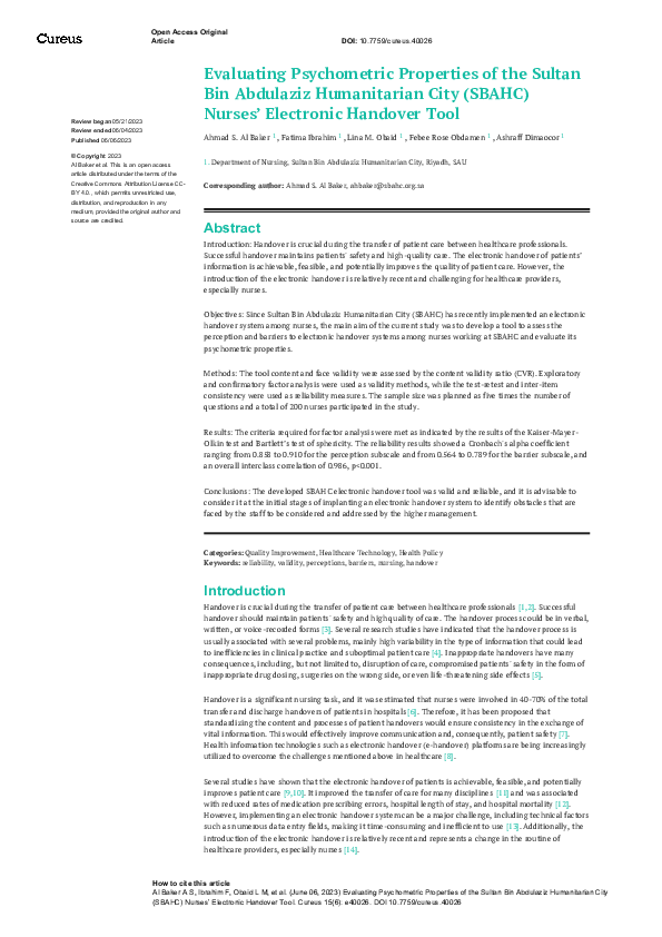 (PDF) Evaluating Psychometric Properties of the Sultan Bin Abdulaziz ...