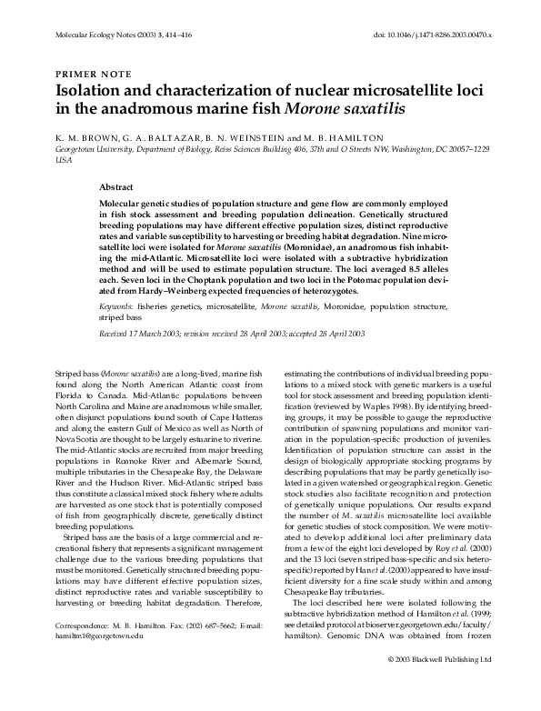 (PDF) Isolation and characterization of nuclear microsatellite loci in ...