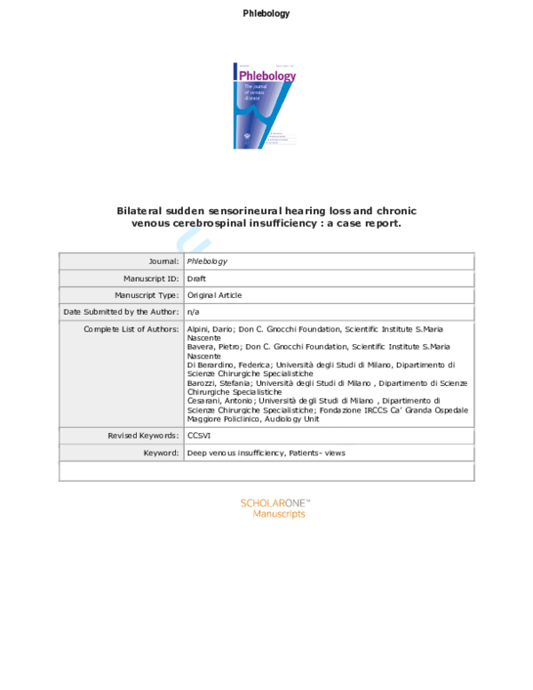 (PDF) Bilateral Sudden Sensorineural Hearing Loss and Chronic Venous ...