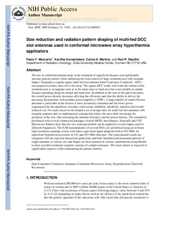 (PDF) Size reduction and radiation pattern shaping of multi-fed DCC ...