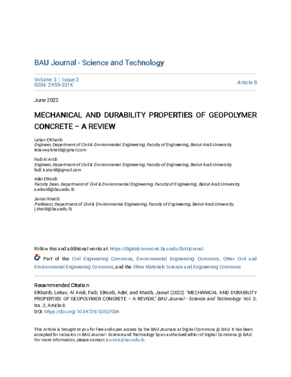 (PDF) Mechanical and Durability Properties of Geopolymer Concrete – a ...