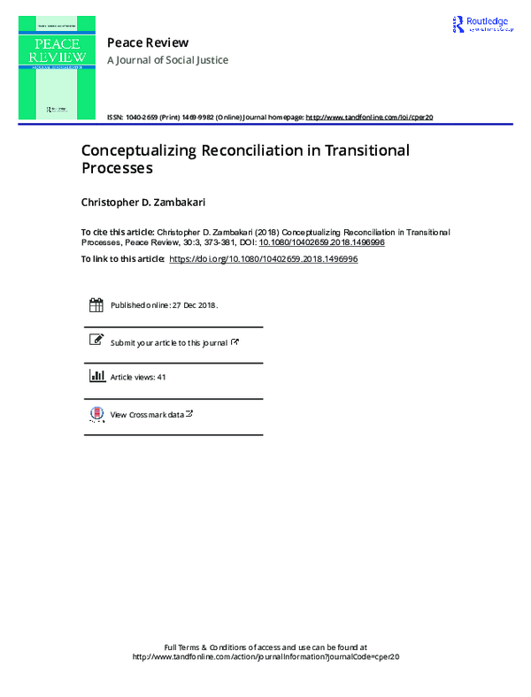 (PDF) Conceptualizing Reconciliation in Transitional Processes