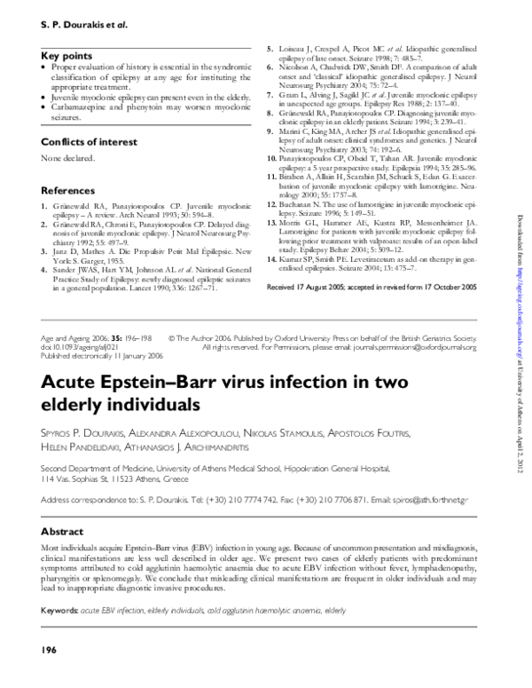 (PDF) Acute Epstein-Barr virus infection in two elderly individuals