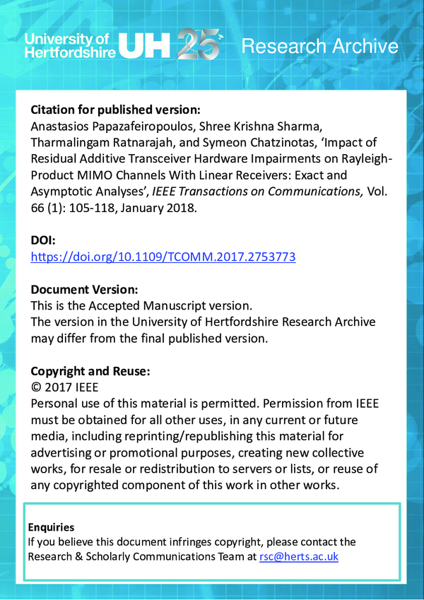 (PDF) Impact of Residual Additive Transceiver Hardware Impairments on ...