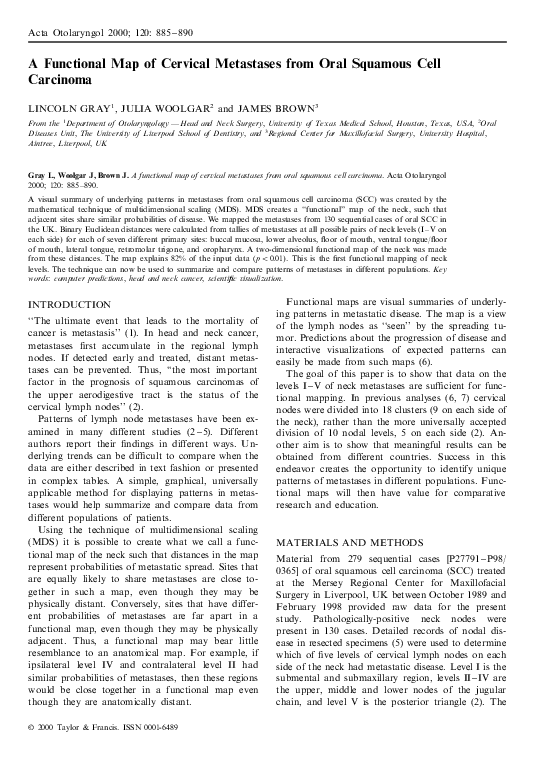 (PDF) A Functional Map of Cervical Metastases from Oral Squamous Cell ...