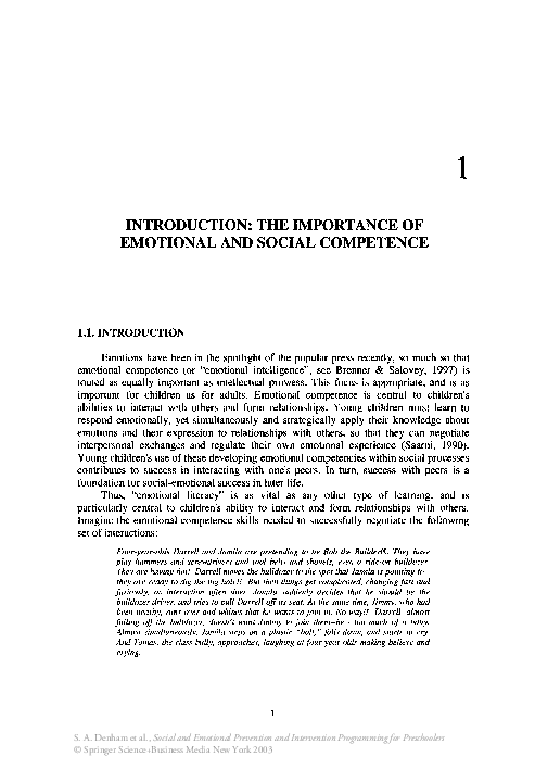 (PDF) Introduction: The Importance of Emotional and Social Competence