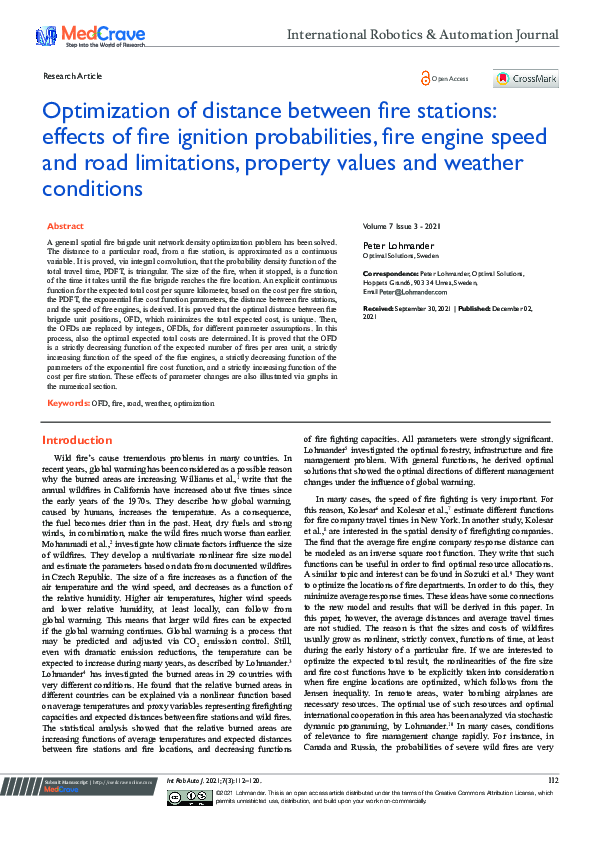 (PDF) Optimization of distance between fire stations: effects of fire ...