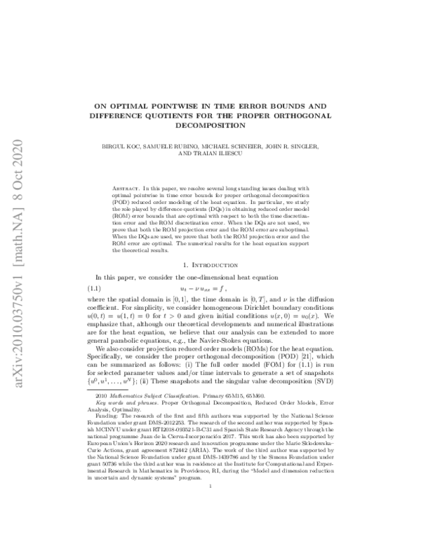 (PDF) On Optimal Pointwise in Time Error Bounds and Difference ...