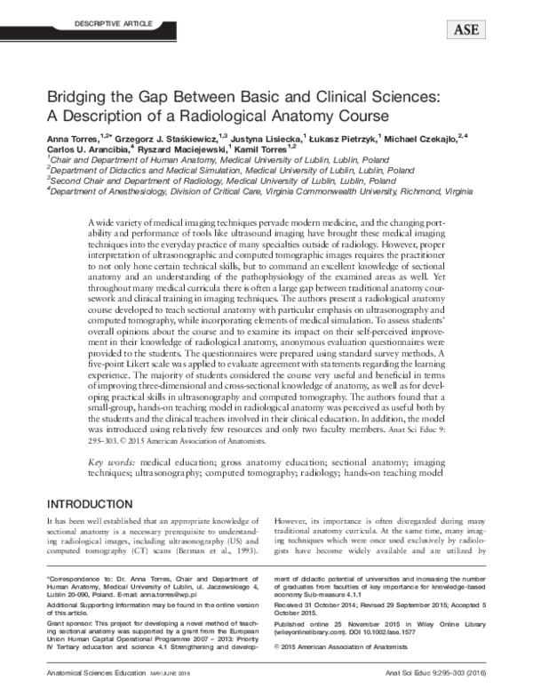 (PDF) Bridging the gap between basic and clinical sciences: A ...