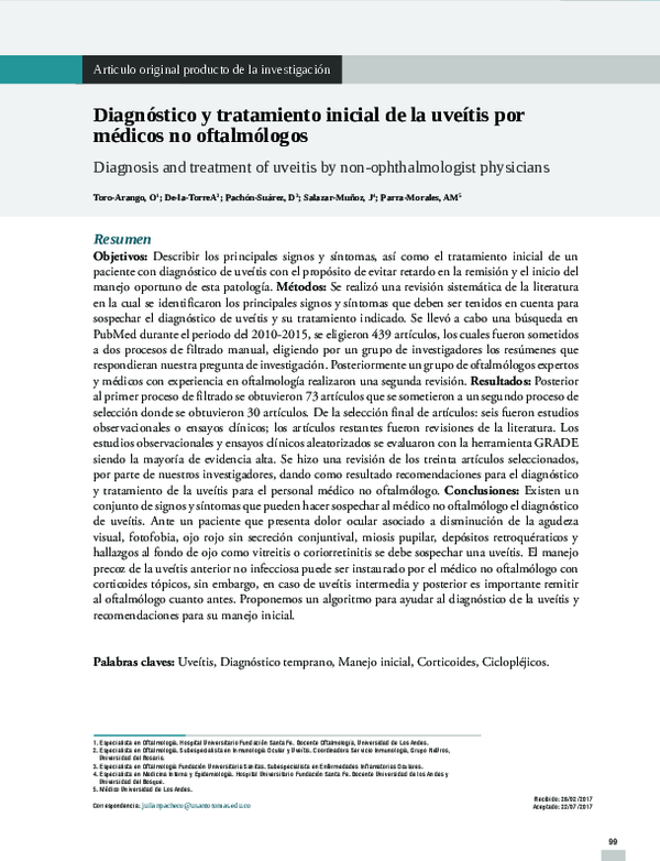 (PDF) Diagnosis and treatment of uveitis by non-ophthalmologist physicians