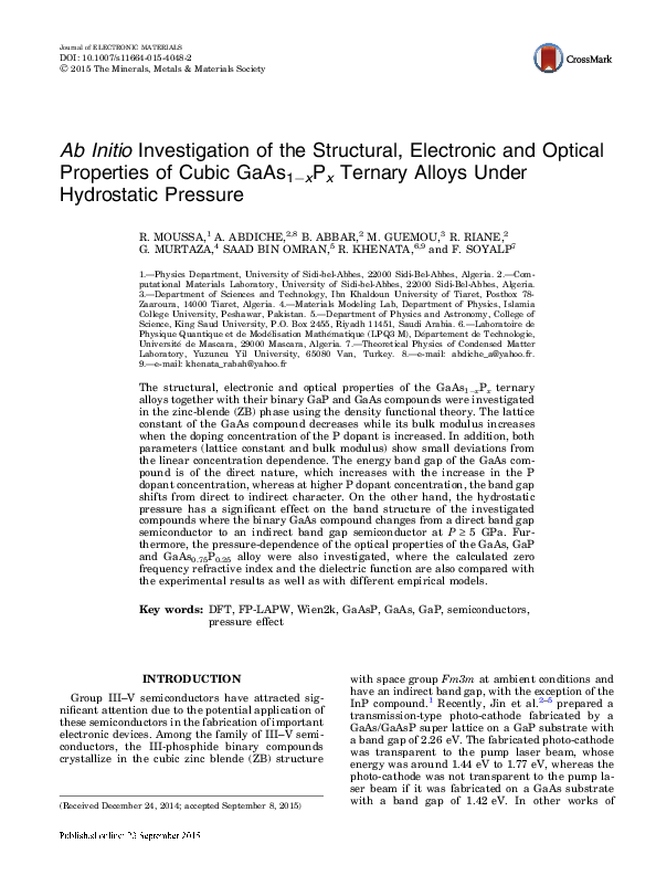(PDF) Ab-Initio Investigation of Structural, Electronic and Optical ...