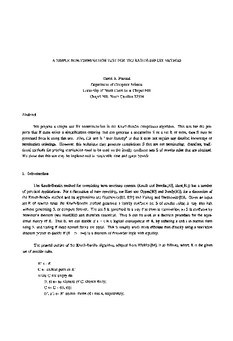 (PDF) A simple non-termination test for the Knuth-Bendix method