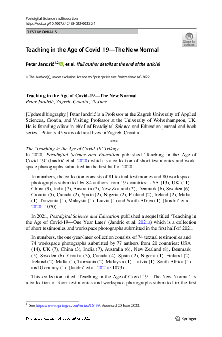 (PDF) Teaching in the Age of Covid-19—The New Normal