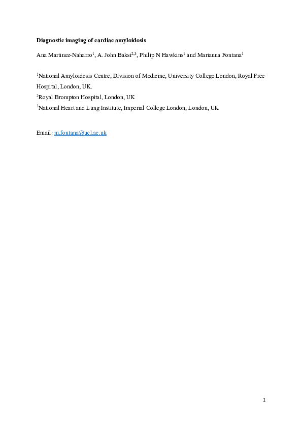 (PDF) Diagnostic imaging of cardiac amyloidosis