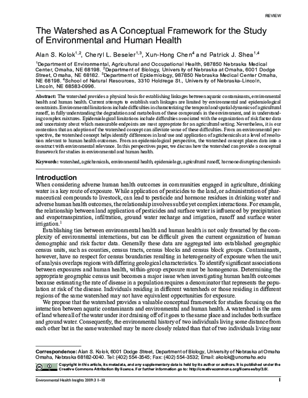 (PDF) The Watershed as a Conceptual Framework for the Study of ...