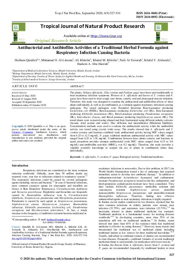 (PDF) Antibacterial and Antibiofilm Activities of a Traditional Herbal ...