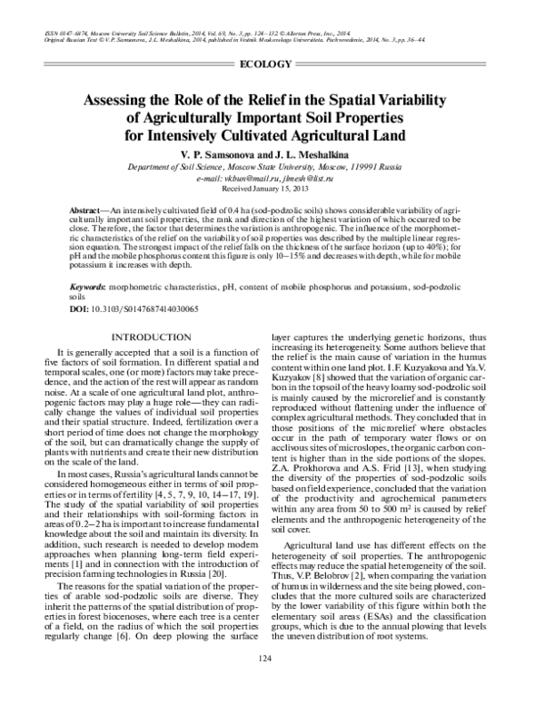 (PDF) Assessing the role of the relief in the spatial variability of ...