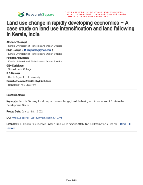 (PDF) Land use change in rapidly developing economies – A case study on ...