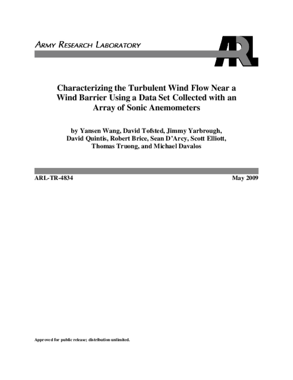 (PDF) Characterizing the Turbulent Wind Flow Near a Wind Barrier Using ...