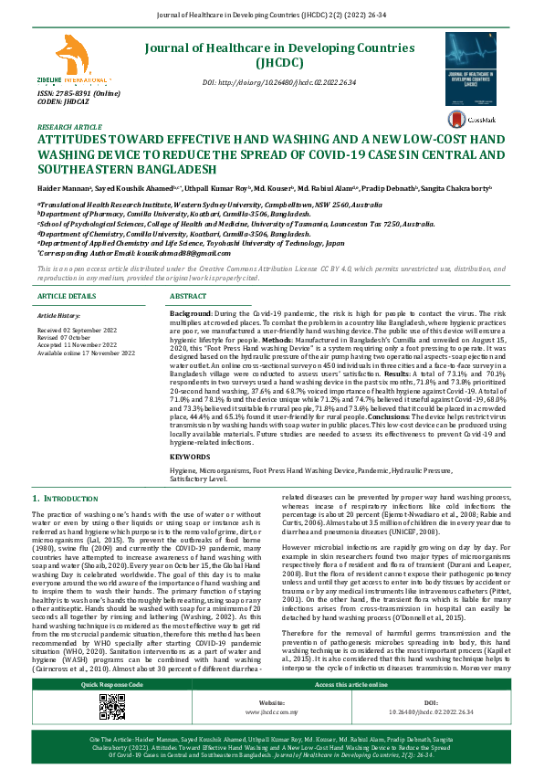 (PDF) Attitudes Toward Effective Hand Washing and a New Low-Cost Hand ...