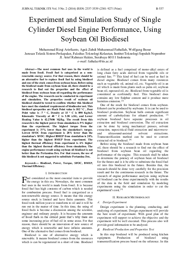 (PDF) Experiment and Simulation Study of Single Cylinder Diesel Engine ...