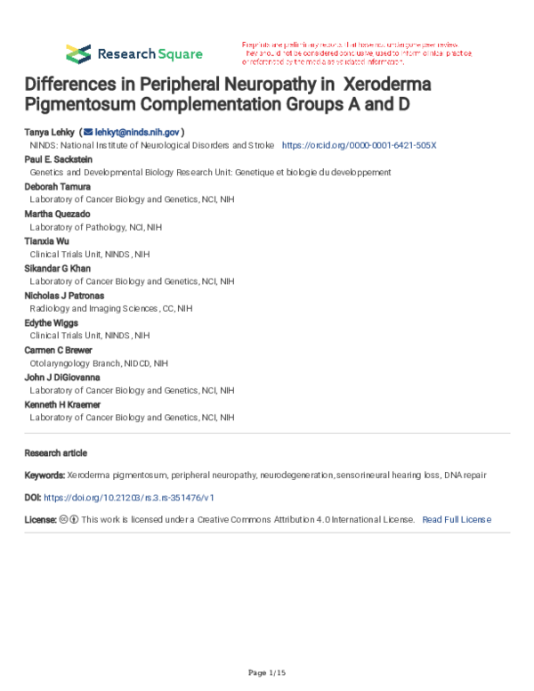 (PDF) Differences in Peripheral Neuropathy in Xeroderma Pigmentosum ...