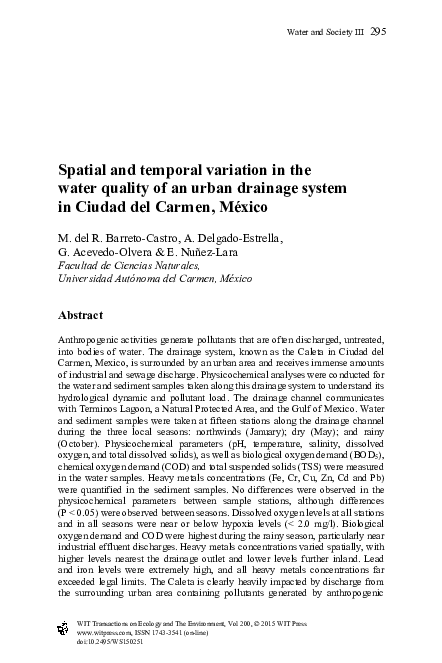 (PDF) Spatial and temporal variation in the water quality of an urban ...