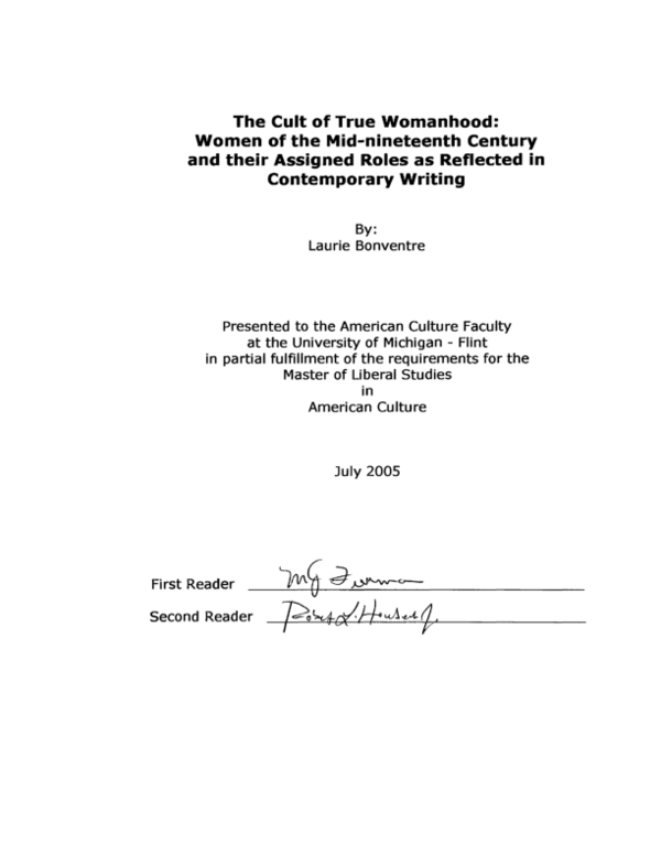 (PDF) The Cult of True Womanhood: Women of the Mid-nineteenth Century ...