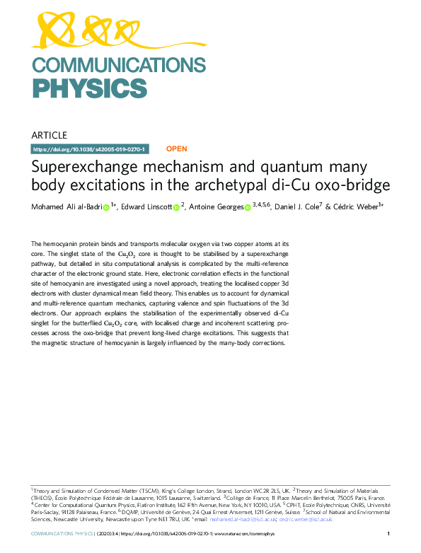 (PDF) Superexchange mechanism and quantum many body excitations in the ...