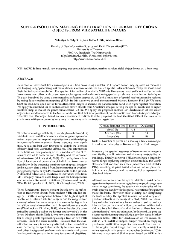 (PDF) Super-resolution mapping for extraction of urban tree crown ...