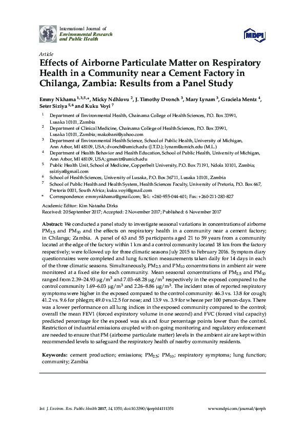 (PDF) Effects of Airborne Particulate Matter on Respiratory Health in a ...