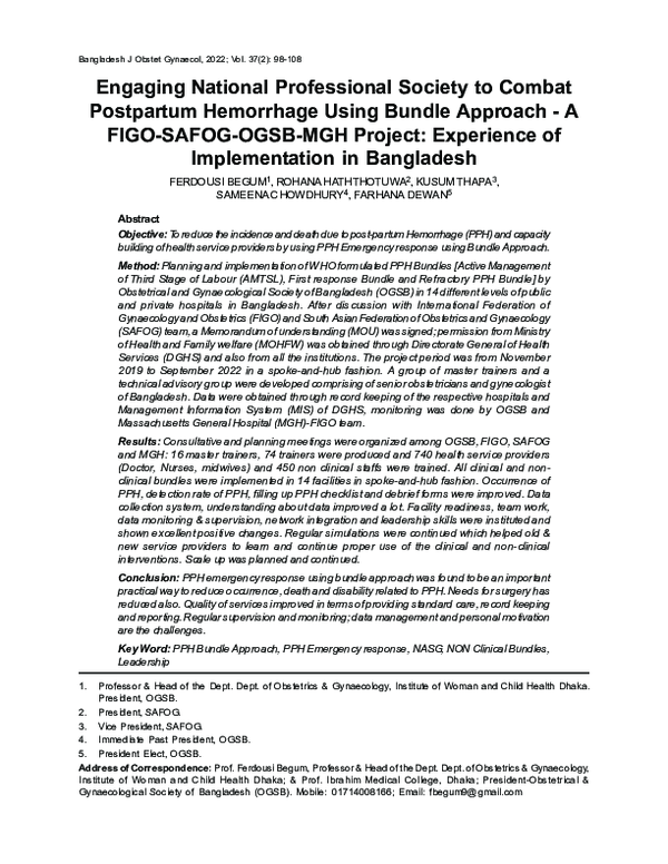 (PDF) Engaging National Professional Society to Combat Postpartum ...