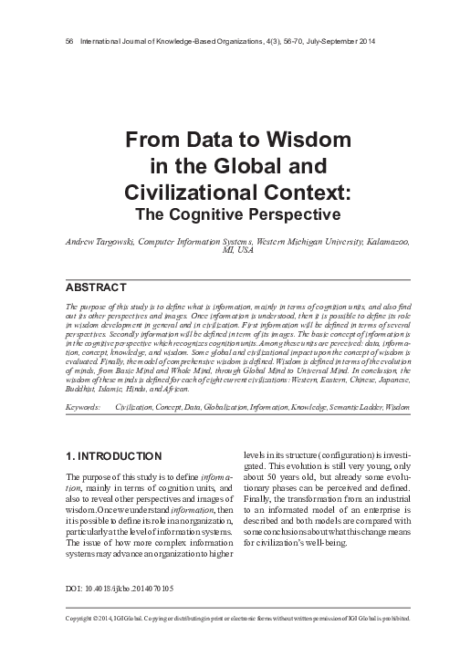 (PDF) From Data to Wisdom in the Global and Civilizational Context